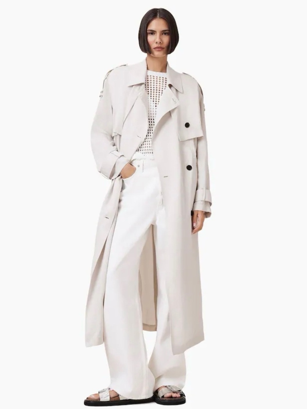 NWT AllSaints Linnie Lightweight Trench Coat, L - Picture 2 of 7